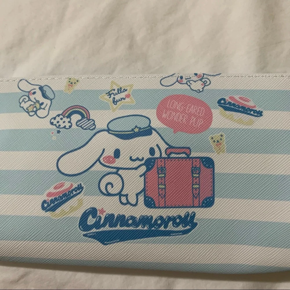Cinnamoroll Baby Blue and White Striped Zip Pencil Bag